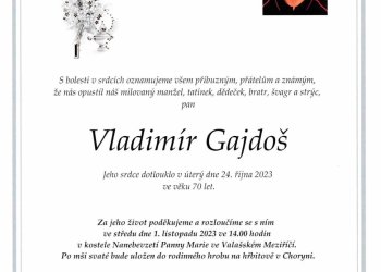 Do fotbalového nebe odešel Vladimír Gajdoš
