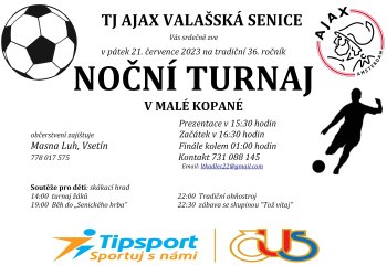 Valašská Senice pořádá 36. ročník Nočního turnaje v malé kopané
