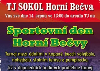 TJ Sokol Horní Bečva zve 14. srpna na Sportovní den