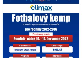 FC Vsetín pořádá letní kemp pro ročníky 2012 - 2016