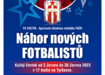 KAŽDÝ ČERVNOVÝ ČTVRTEK: NÁBOR MLADÝCH FOTBALISTŮ NA TYRŠOVCE