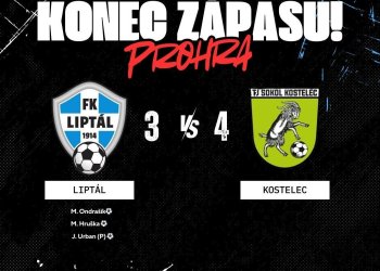 Ve druhém pohárovém zápase dorostenci Liptálu těsně padli.  Vyrovnaný a bojovný duel nakonec rozhodly standardní situace