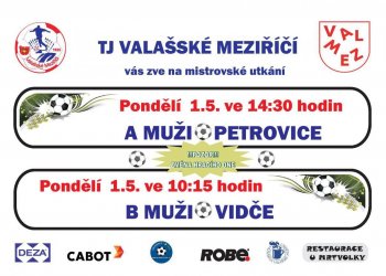 Na fotbal do Valašského Meziříčí až v pondělí 1. května