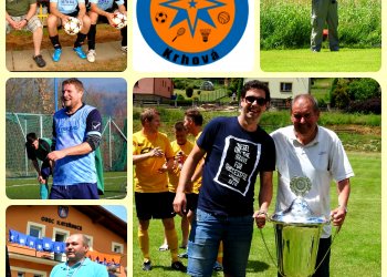 Foto č. 1 - Soutěžní den s Jiskrou Krhová o tři roční předplatné -  závěrečné 55. kolo. Vítězem 55. kola je František Orság. Celkovými vítězi Josefové Divín a Valůšek