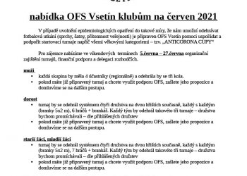 Foto č. 1 - Nabídka OFS Vsetín pro kluby na červen 2021