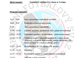 Foto č. 1 - Pozvánka na seminář rozhodčích OFS Vsetín 29. května ve Lhotě u Vsetína