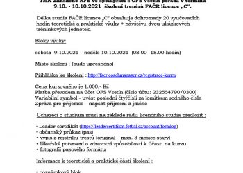 Foto č. 1 - ŠKOLENÍ TRENÉRŮ FAČR licence C