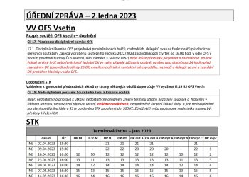 Foto č. 2 - OFS Vsetín - ÚZ 2. ledna 2023 a Pozvánka na Valnou hromadu